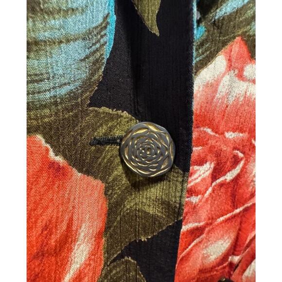 Carole Little St Tropez West Size 12 Mixed Floral Print Two Button Blazer Artsy - Picture 8 of 10